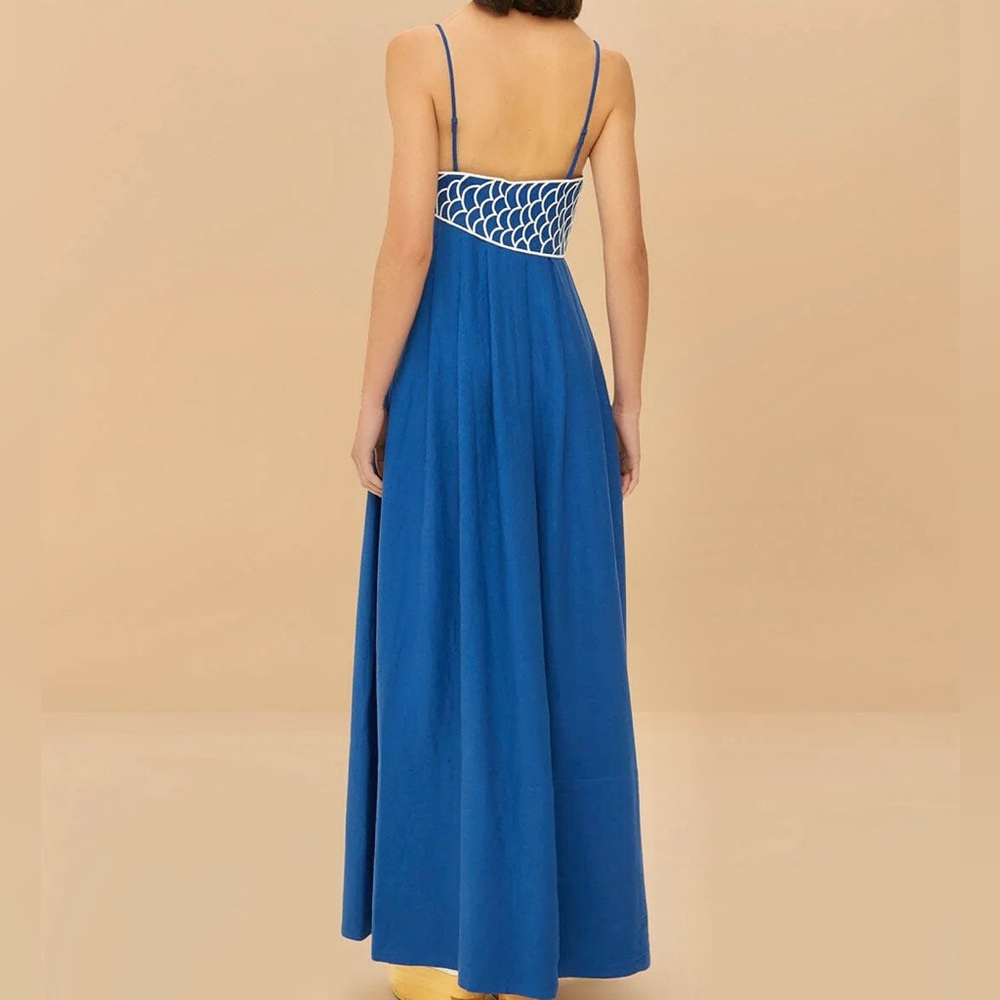 πΊπHPππΊ NWT Farm Rio Blue Fish Top Maxi Dress - Picture 6 of 16